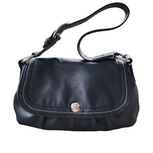 COACH Black Hobo With Flap Bag